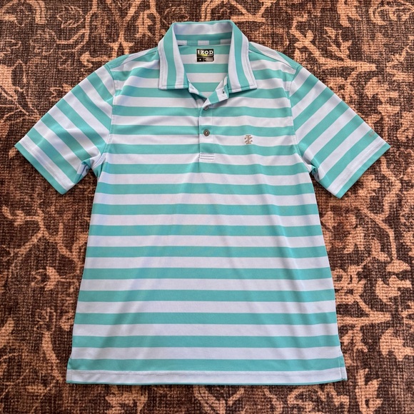 Izod Other - Izod Golf Polo in Teal and Light Gray Stripes